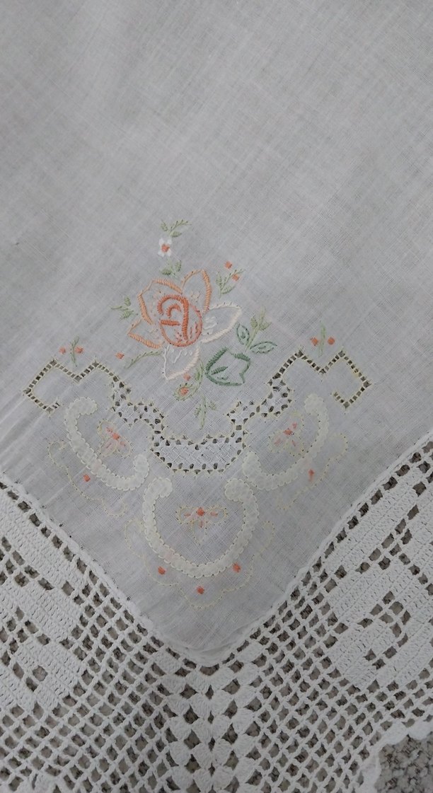 Nakışlı Beyaz dantel fiskos örtüsü - Görsel 3