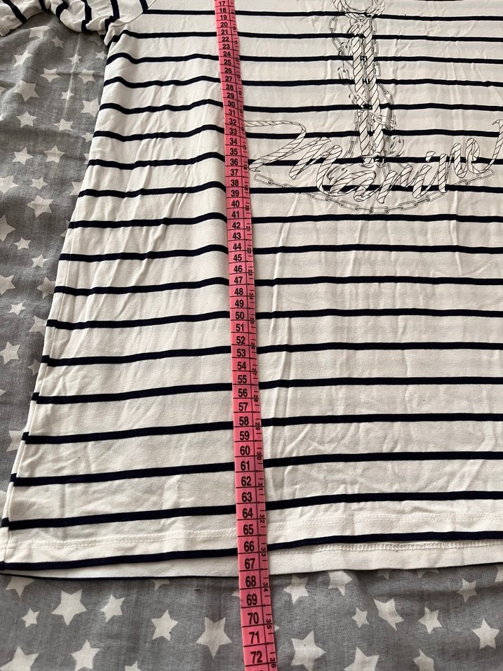 Zincir Detaylı Çizgili Tişört - Görsel 4