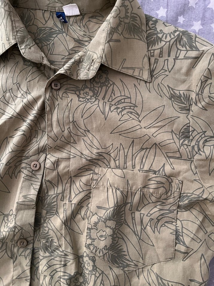 Baskılı Kısa Kollu vintage bohem Keten Gömlek - Görsel 4