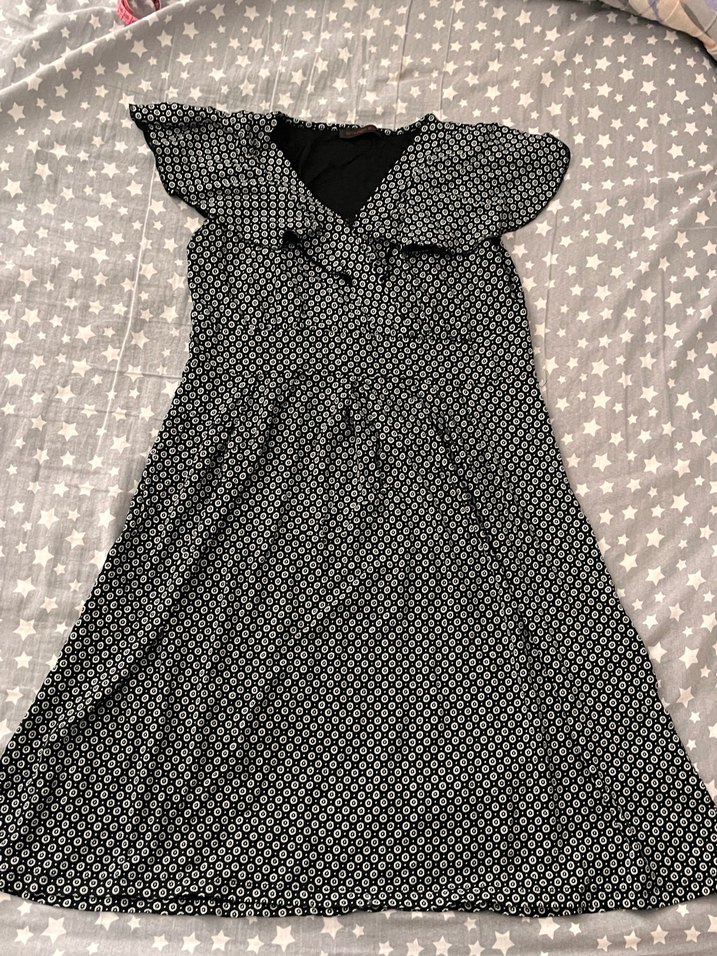 Puantiye Desenli Siyah elbise - Görsel 2