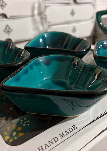 Porselen Turkuaz mini Kalp Şekilli çerezlik - Görsel 4