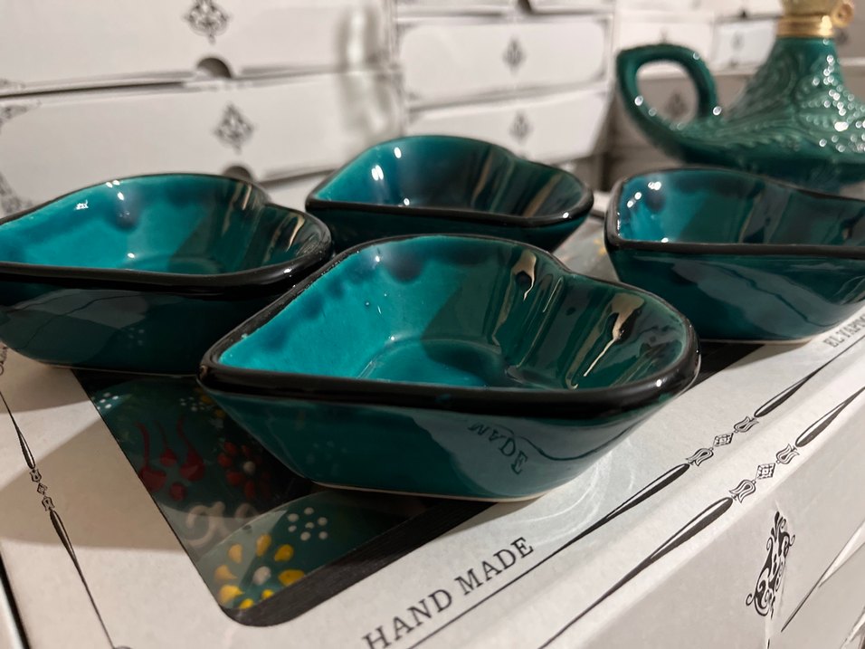 Porselen Turkuaz mini Kalp Şekilli çerezlik - Görsel 4