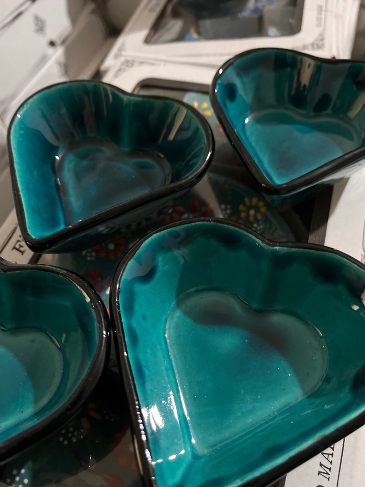 Porselen Turkuaz mini Kalp Şekilli çerezlik - Görsel 3