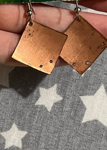 Yeşil Nakışlı Mini Bohem vintage Küpe - Görsel 5