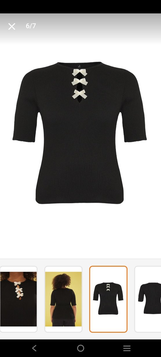 Düğmeli V Yakalı Siyah Kadın triko bluz - Görsel 3