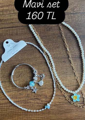 Turkuaz Boncuklu Bohem set
