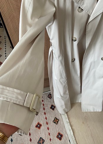 Bej Parlak Midi Kadın Trençkot - Görsel 3