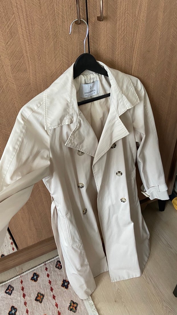 Bej Parlak Midi Kadın Trençkot - Görsel 2