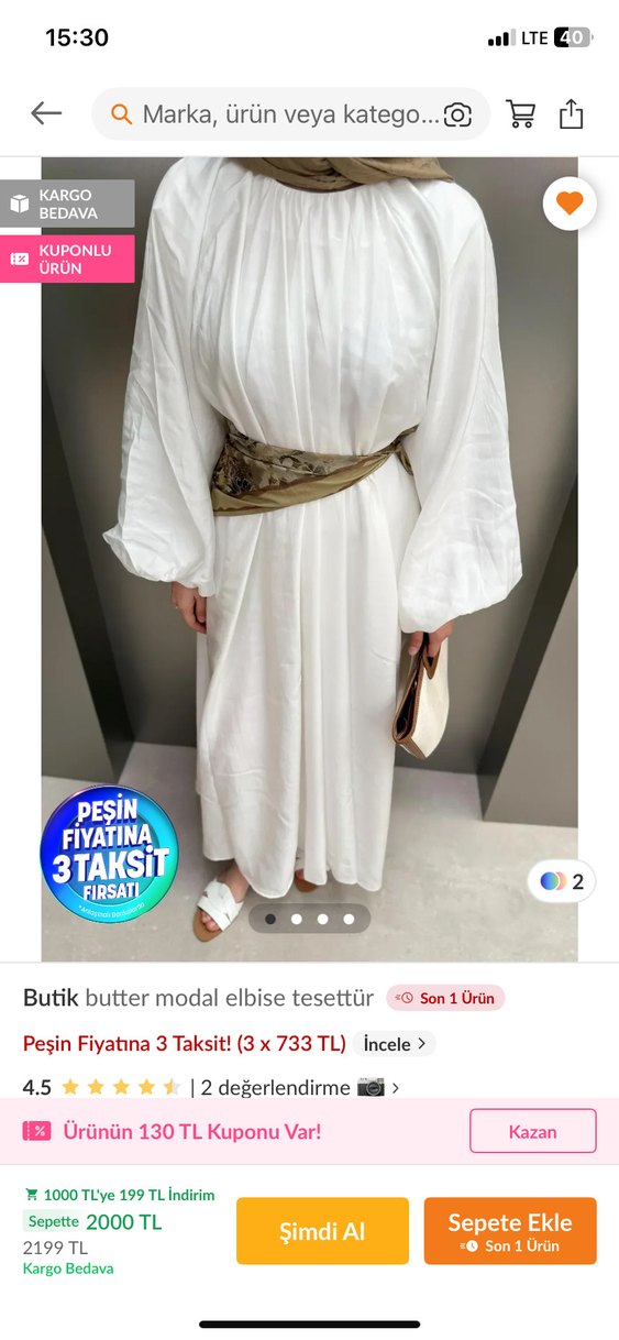 Beyaz Bohem Uzun Keten Elbise - Görsel 2