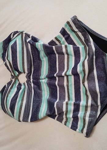 Çizgili Pliseli Midi Strappy Mayo
