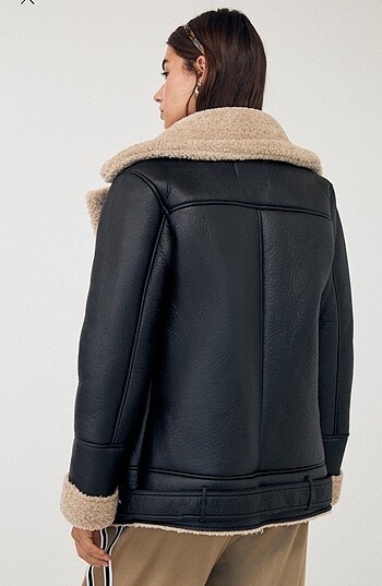 Stradivarius Suni kürklü deri biker ceket Stradivarius