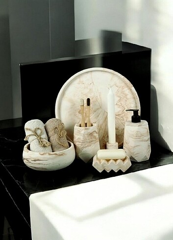  Beden camel Renk BEJ BETON BANYO SETİ 