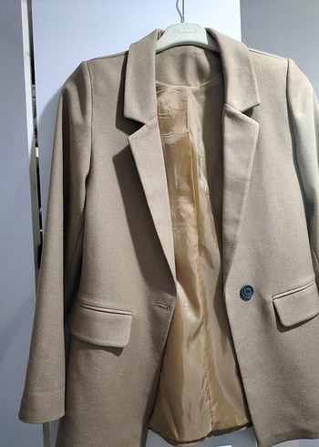 Mango Bej Kadın Düğmeli Blazer Ceket