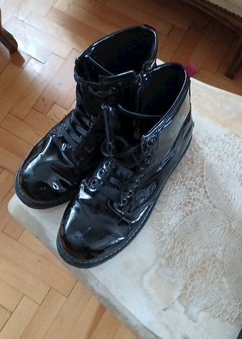 Polaris Parlak Siyah Stiletto u Goth Kadın Botlar