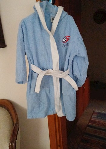 Kapşonlu Erkek Çocuk Bornoz - Mavi - Görsel 2