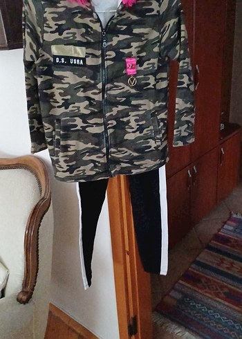 Pembe Kapüşonlu Kamufla Ceket - Görsel 2