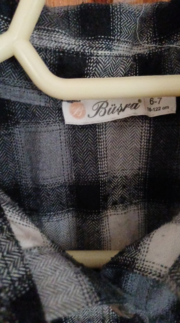 Gri Ekose Desenli Mini Gömlek - Görsel 4