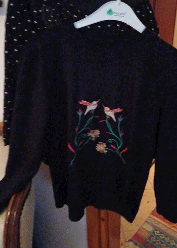 Uzun Kollu Nakışlı Siyah Hamile Tunik - Görsel 13