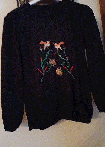 Uzun Kollu Nakışlı Siyah Hamile Tunik - Görsel 15