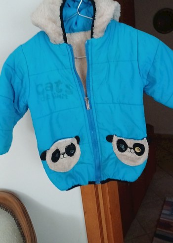 Kapüşonlu Mavi Erkek Çocuk Montu - Görsel 3