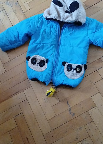 Kapüşonlu Mavi Erkek Çocuk Montu - Görsel 13