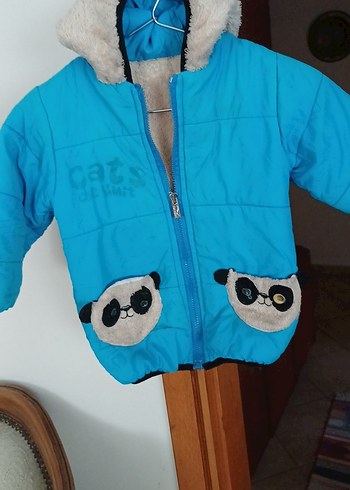 Kapüşonlu Mavi Erkek Çocuk Montu - Görsel 4