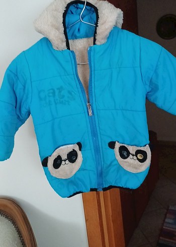 Kapüşonlu Mavi Erkek Çocuk Montu - Görsel 2