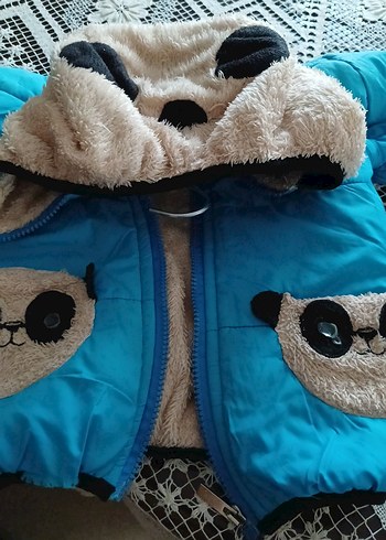 Kapüşonlu Mavi Erkek Çocuk Montu - Görsel 11