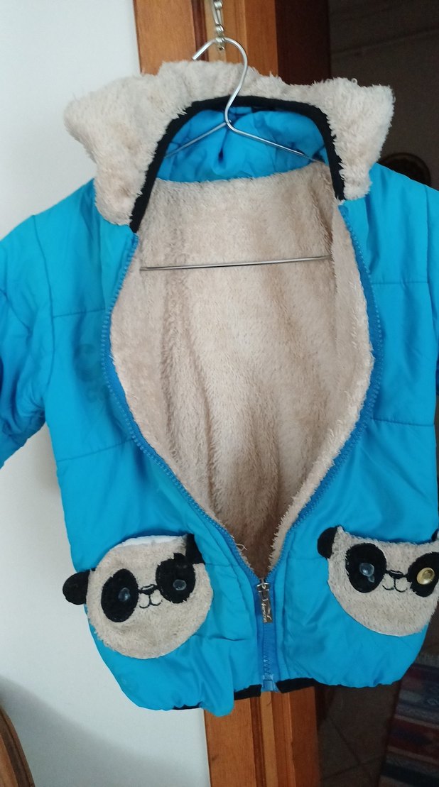 Kapüşonlu Mavi Erkek Çocuk Montu - Görsel 5