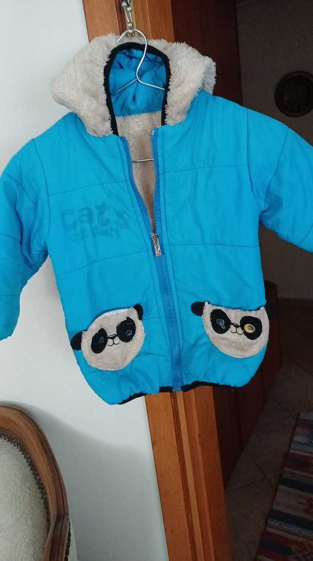 Kapüşonlu Mavi Erkek Çocuk Montu - Görsel 4