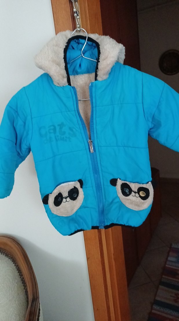 Kapüşonlu Mavi Erkek Çocuk Montu - Görsel 2