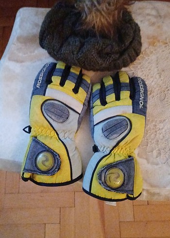 Erkek Sarı Kayak Eldiveni Velcro Bantlı sapka - Görsel 6