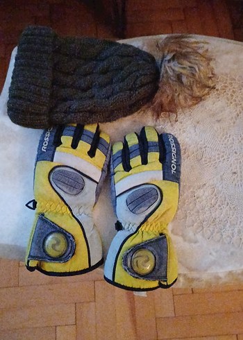 Erkek Sarı Kayak Eldiveni Velcro Bantlı sapka - Görsel 2