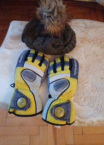 Erkek Sarı Kayak Eldiveni Velcro Bantlı sapka - Görsel 4