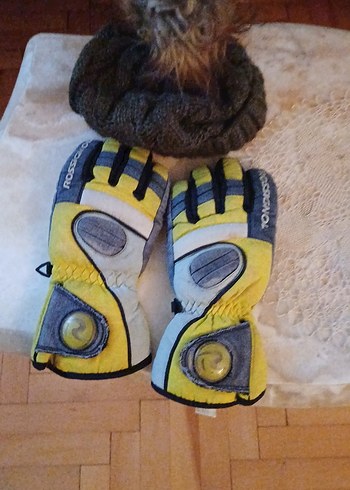 Erkek Sarı Kayak Eldiveni Velcro Bantlı sapka - Görsel 5