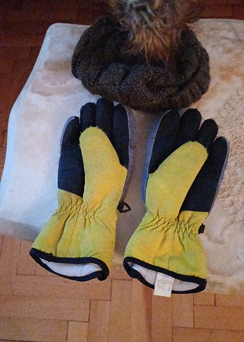 Erkek Sarı Kayak Eldiveni Velcro Bantlı sapka - Görsel 7