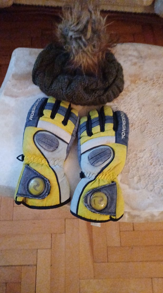 Erkek Sarı Kayak Eldiveni Velcro Bantlı sapka - Görsel 5