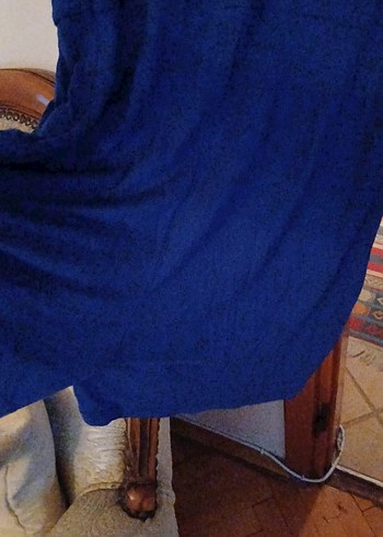 Mavi Keten V Yaka Kolsuz Tulum - Görsel 7