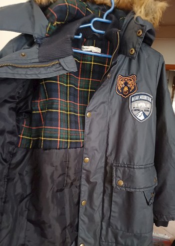 Gri Kürklü Erkek Çocuk Mont ıslanmaz kumas - Görsel 4