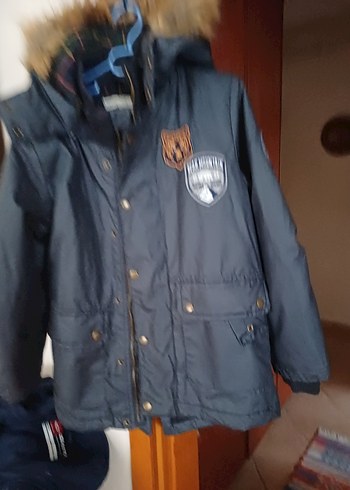 Gri Kürklü Erkek Çocuk Mont ıslanmaz kumas - Görsel 3