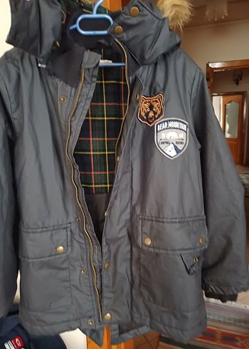 Gri Kürklü Erkek Çocuk Mont ıslanmaz kumas - Görsel 9