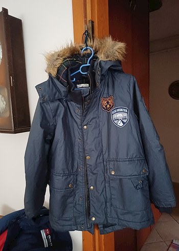 Gri Kürklü Erkek Çocuk Mont ıslanmaz kumas - Görsel 2