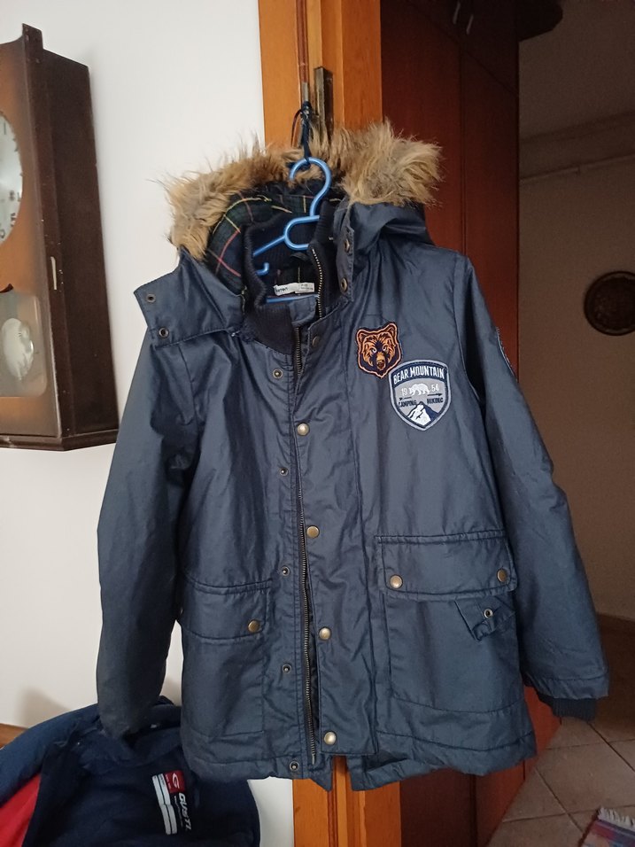 Gri Kürklü Erkek Çocuk Mont ıslanmaz kumas - Görsel 2