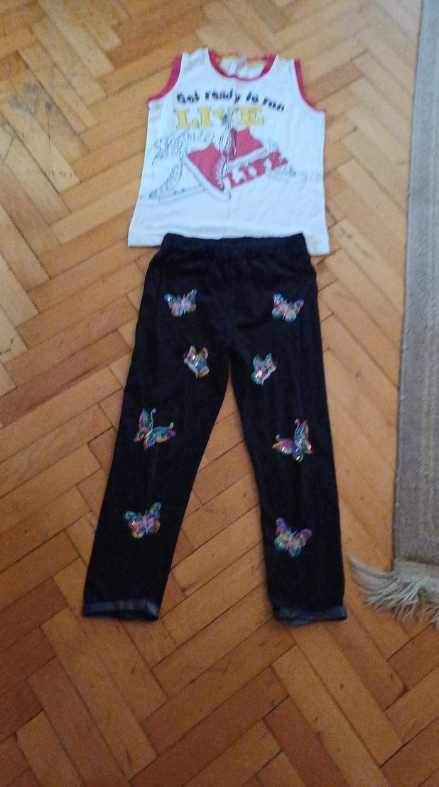 Kelebek İşlemeli Kız Tayt buluz - Görsel 2