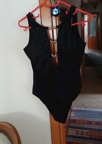 Zincir Detaylı Siyah Gotik Kadın Mayo