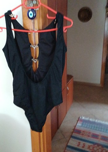 40 Beden siyah Renk Zincir Detaylı Siyah Gotik Kadın Mayo