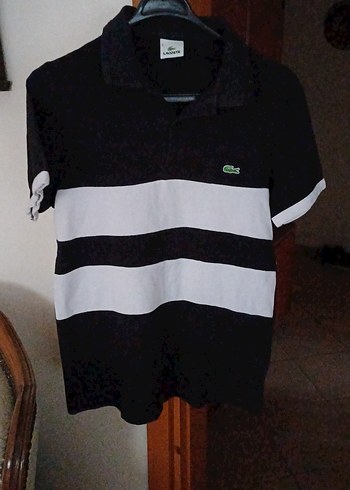 Lacoste Siyah Beyaz Cizgili Polo Tisort