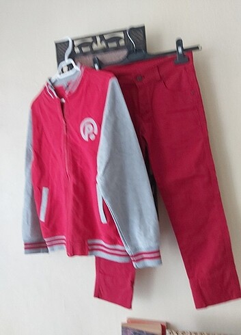 Sweatshirt ici pamuklu önden fermuarli pantolon beli lastikl