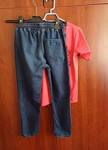 Denim&Co Penye tısort kot pantolon lıkralı lıkralı beli lastikli 