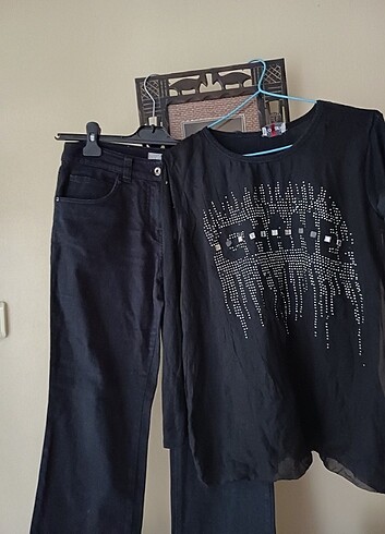 Buluz tullu ıslemelı onu kot pantolon lıkralı 40.beden 